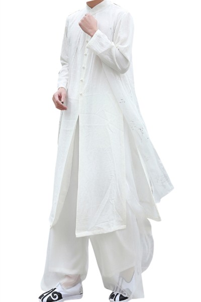 Chinese Tang costume men's Han suit Chinese Style Men's costume ancient costume long gown meditation suit Taoist robe Xianqi Kung Fu SHIRT CREW drama suit SKF001 detail view-6